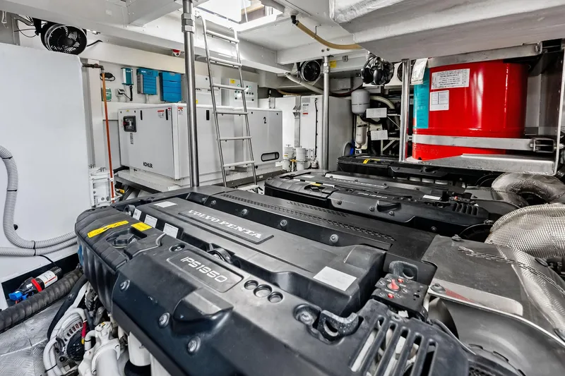Slide: The Image of Engine room of 2021 Azimut Fly 78 yacht with Volvo Penta engines and Kohler generator. - 59