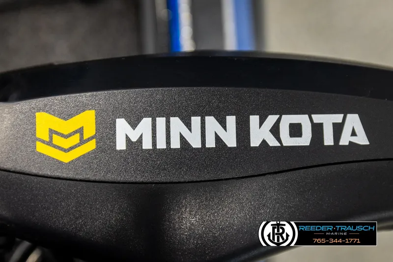 Slide: The Image of Minn Kota logo on 2024 Bass Tracker NitroZ20 boat, Reeder-Trausch Marine branding. - 52