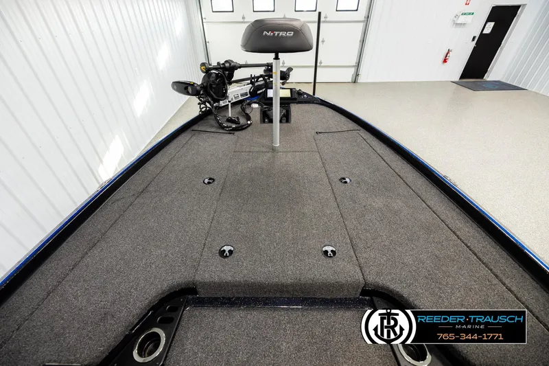 Slide: The Image of 2024 Bass Tracker NitroZ20 boat interior with fishing deck and seat. - 14