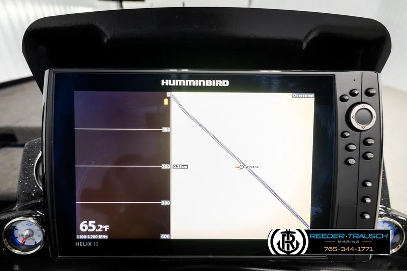 Slide: The Image of Humminbird Helix 12 fishfinder on 2024 Bass Tracker Nitro Z20 boat dashboard. - 31
