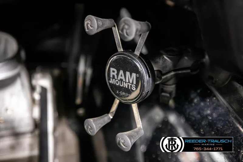 Slide: The Image of 2024 Bass Tracker NitroZ20 with RAM Mounts X-Grip holder, Reeder-Trausch Marine branding. - 35