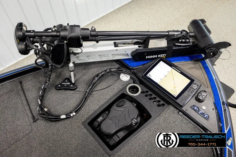 Slide: The Image of 2024 Bass Tracker NitroZ20 boat dashboard with Minn Kota trolling motor and navigation system. - 46