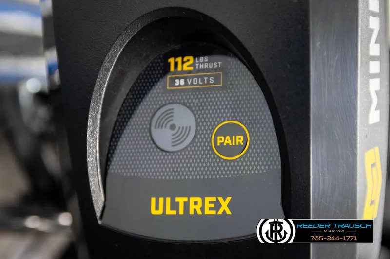 Slide: The Image of 2024 Bass Tracker NitroZ20 Ultrex motor display showing 112 lbs thrust, 36 volts. - 53