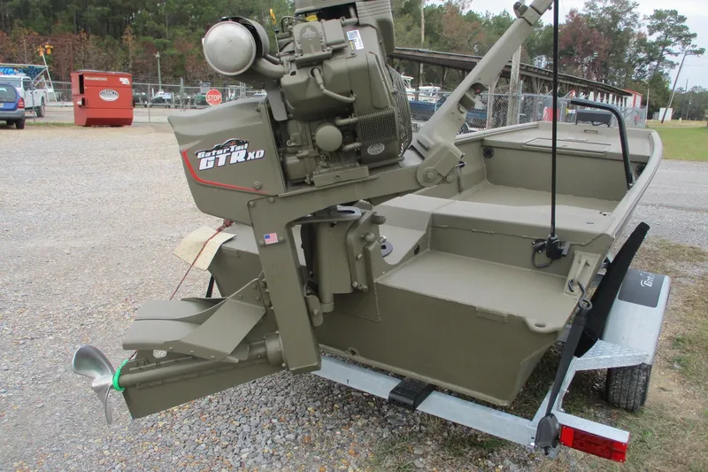 Slide: The Image of 2026 Gator Tail 1748 GATOR boat with GTR XD motor on a trailer. - 8