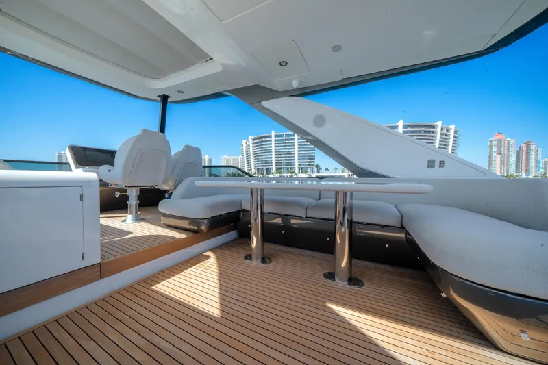 Slide: The Image of Luxurious 2023 Azimut Fly 68 yacht interior with sleek seating and modern design. - 41