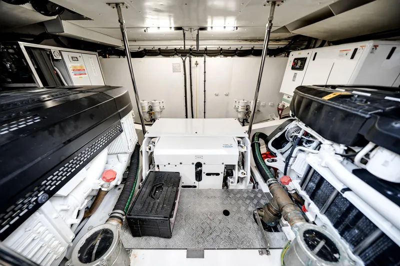 Slide: The Image of Engine room of 2023 Azimut Fly 68 yacht, showcasing advanced machinery and equipment. - 50