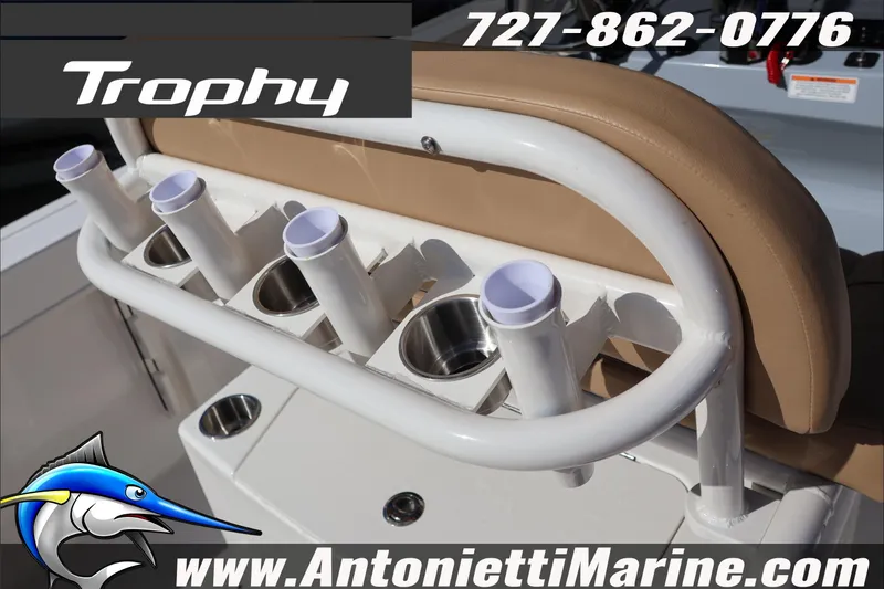 Slide: The Image of 2026 Bayliner Trophy T22CC boat with rod holders and cup holders, Antonietti Marine. - 13