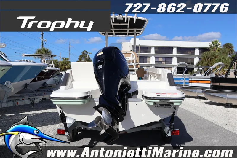 Slide: The Image of 2026 Bayliner Trophy T22CC boat displayed at Antonietti Marine dealership. - 6