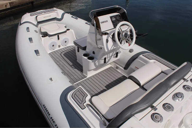 Slide: The Image of Manufacturer Provided Image: Walker Bay Venture 14, 2025 model, luxury inflatable boat with sleek design and modern features. - 7