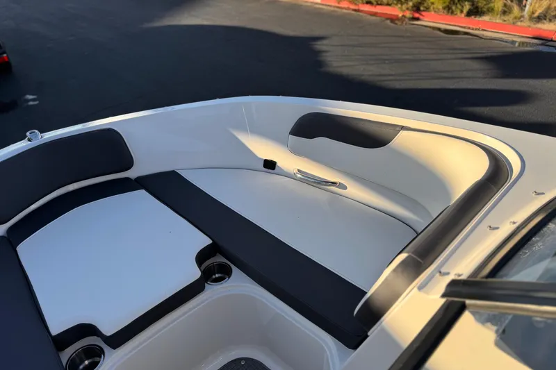 Slide: The Image of 2022 Bayliner VR5 Bowrider I/O boat interior with cushioned seating. - 12