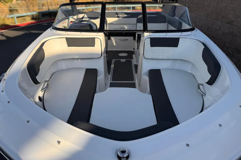 Slide: The Image of 2022 Bayliner VR5 Bowrider I/O boat interior with spacious seating and modern design. - 9