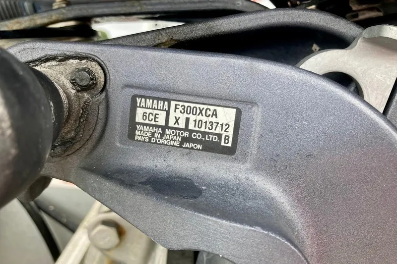 Slide: The Image of Yamaha F300XCA engine label on a 2007 Coastal Bay 2310 boat. - 14