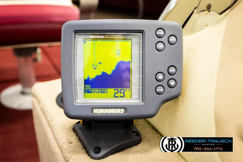 Slide: The Image of Fishfinder display on a 1999 Lowe Sea Nymph V 179 SCX boat dashboard. - 29