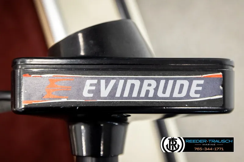 Slide: The Image of Evinrude motor detail on 1999 Lowe Sea Nymph V 179 SCX boat. - 42