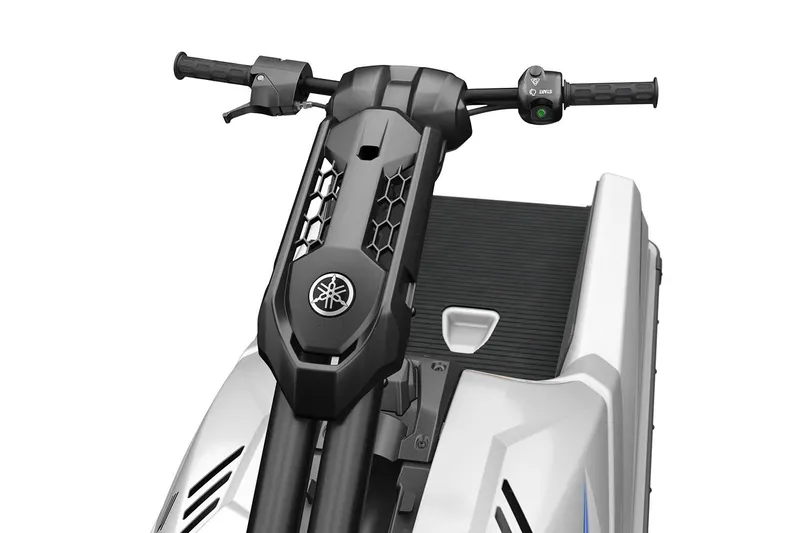 Slide: The Image of Manufacturer Provided Image: 2026 Yamaha WaveRunner SuperJet handlebars and dashboard, featuring sleek design and controls. - 3