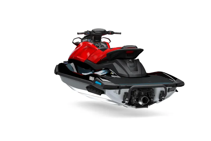 Slide: The Image of 2026 Yamaha WaveRunner VX Deluxe in vibrant red, rear view showcasing sleek design. - 4