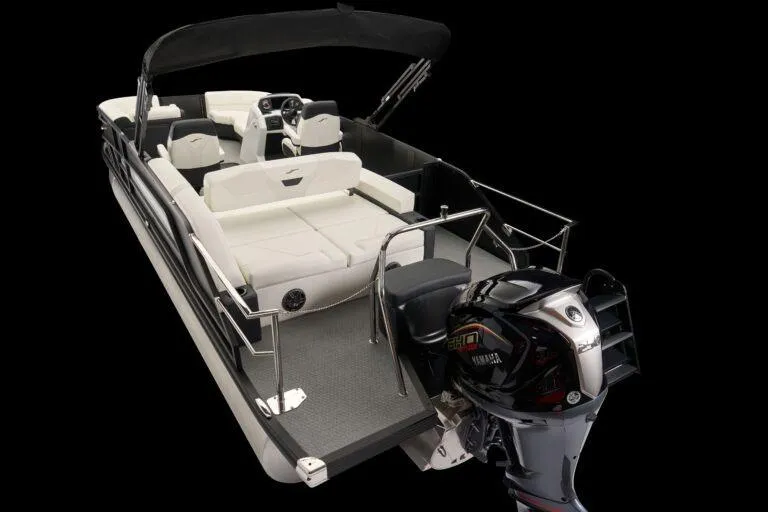 Slide: The Image of Interior of 2026 Evotti 523CS boat with seating and motor, showcasing modern design. - 11