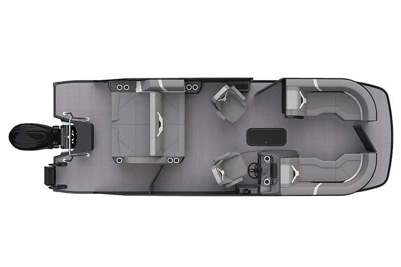 Slide: The Image of Manufacturer Provided Image: Top view of 2026 Evotti 523CS pontoon boat with modern seating layout. - 18