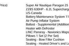 Slide: The Image of 2026 Nautique Super Air Nautique G25 Paragon features and specifications list. - 13