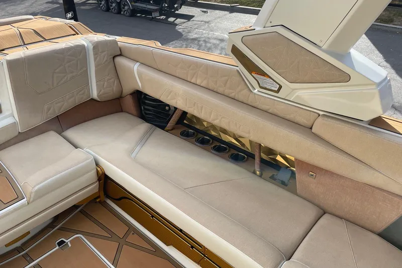 Slide: The Image of Luxurious interior of 2026 Nautique Super Air Nautique G25 Paragon boat. - 9