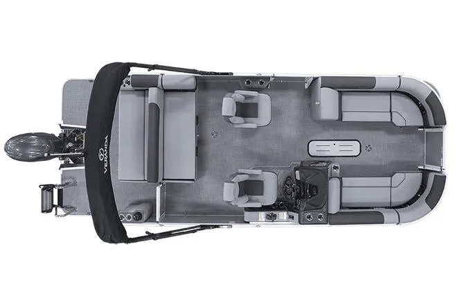 Slide: The Image of Manufacturer Provided Image: 2026 Veranda VR 235 VL pontoon boat, top view, showcasing seating and helm layout. - 14