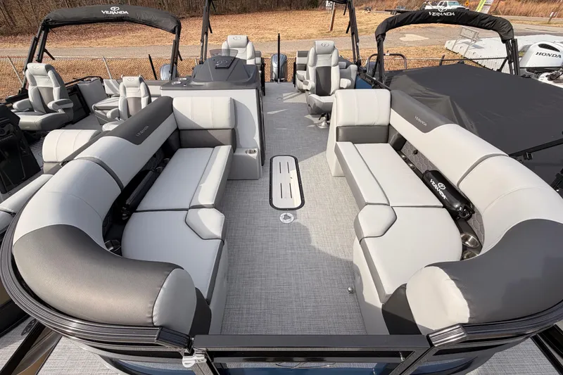 Slide: The Image of 2026 Veranda VR 235 RC pontoon boat with spacious seating and modern design. - 5