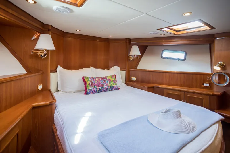 Slide: The Image of Luxurious cabin interior of 2006 Grand Banks 59 Aleutian RP yacht with elegant wood finish. - 21