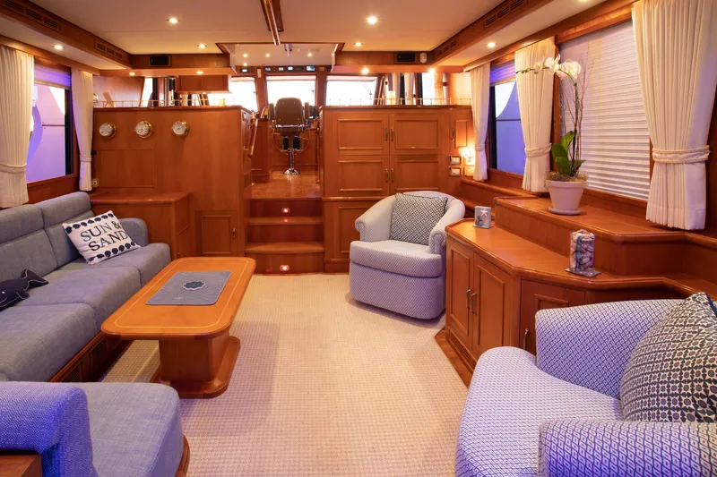 Slide: The Image of Luxurious interior of 2006 Grand Banks 59 Aleutian RP yacht with elegant seating and decor. - 3
