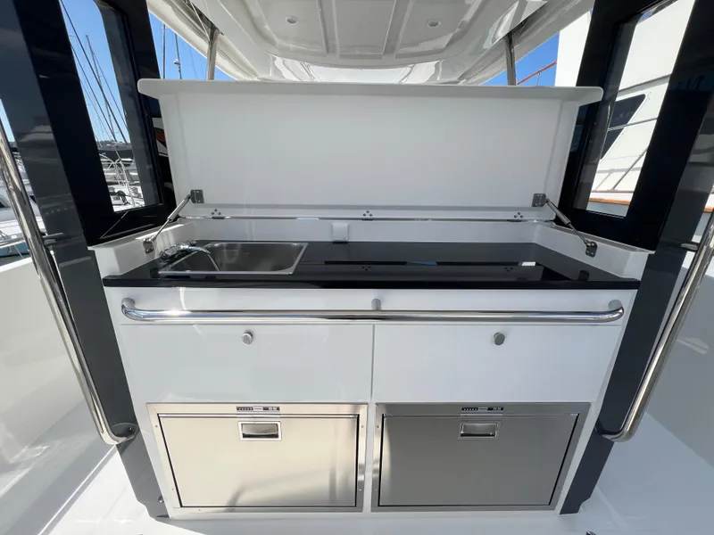 Slide: The Image of Outdoor kitchen on 2024 Nimbus T11 yacht with sink and storage. - 5