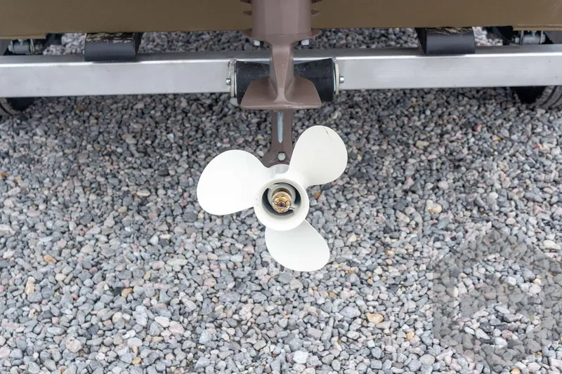 Slide: The Image of Propeller of 2026 G3 Gator Tough 1548 VBW boat on gravel surface. - 17