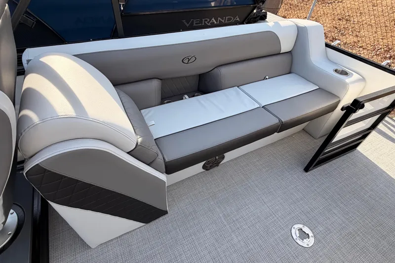 Slide: The Image of Luxurious seating on 2026 Veranda Vista Sport VS 25 RC pontoon boat. - 11
