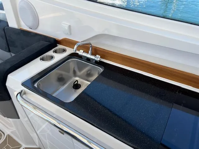 Slide: The Image of Modern boat kitchenette with sink and faucet, Nimbus W9 2023 model. - 21