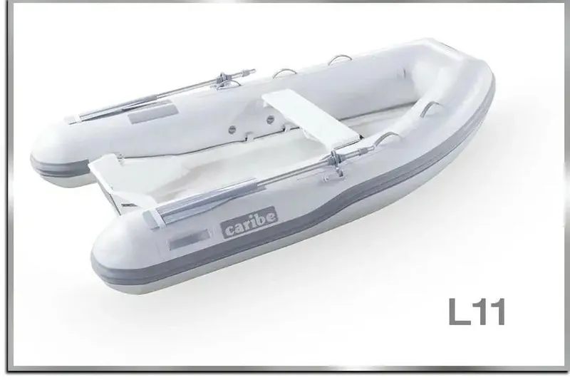 Slide: The Image of Inflatable Caribe L-11 boat, 2025 model, featuring sleek design and durable construction. - 6