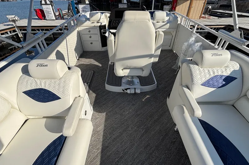 Slide: The Image of Luxurious interior of 2026 JC Sporttoon 26TT pontoon boat with plush seating. - 29