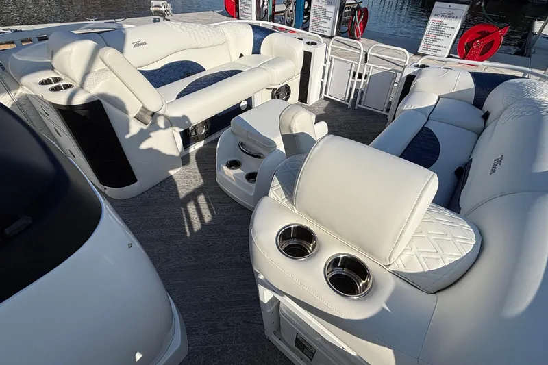 Slide: The Image of Luxurious seating on 2026 JC Sporttoon 26TT pontoon boat with cup holders and elegant design. - 47
