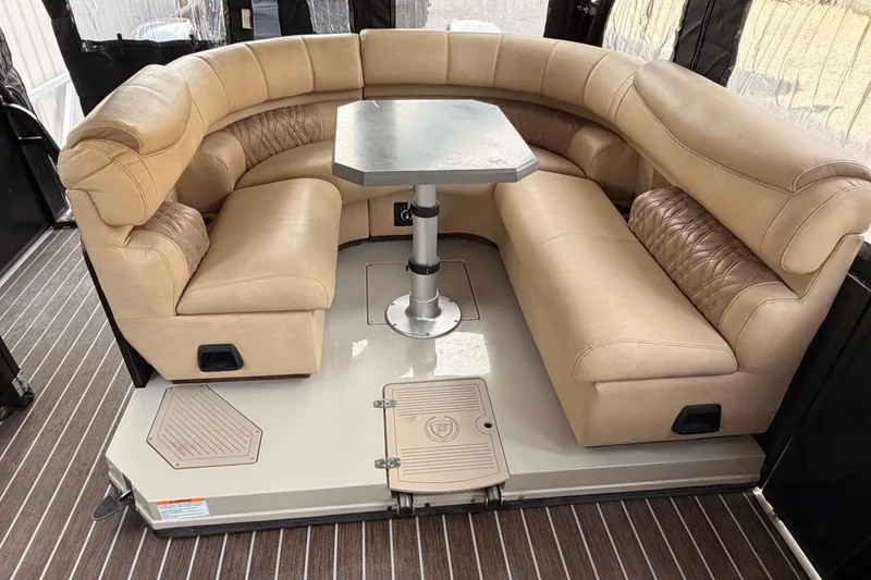 Slide: The Image of Luxurious seating area on 2021 Premier 310 Boundary Waters Rev Top Deck boat. - 13