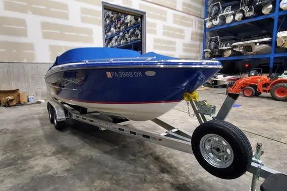 Slide: The Image of 2019 Monterey 218SS Super Sport boat on trailer in storage facility. - 3