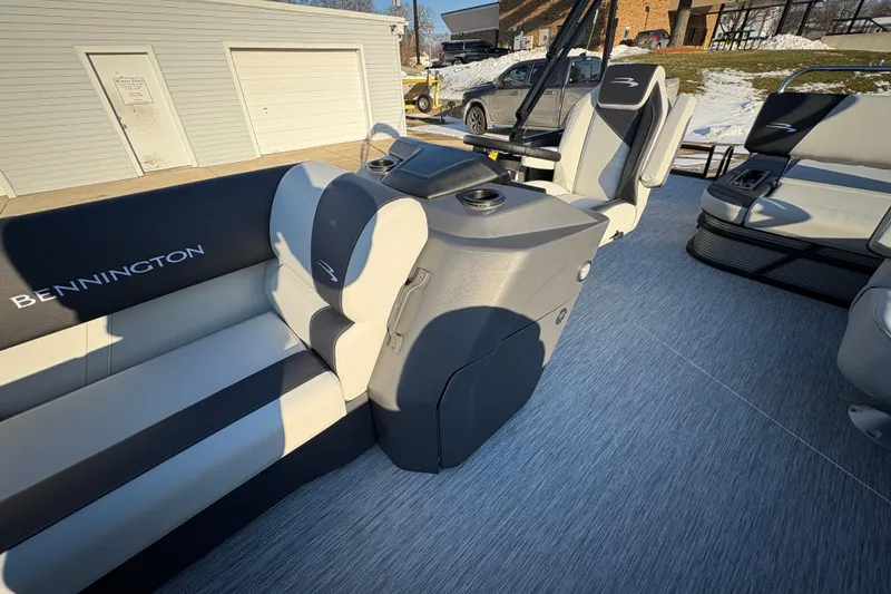 Slide: The Image of 2026 Bennington 22 S-One Swingback boat interior with sleek seating and modern design. - 11