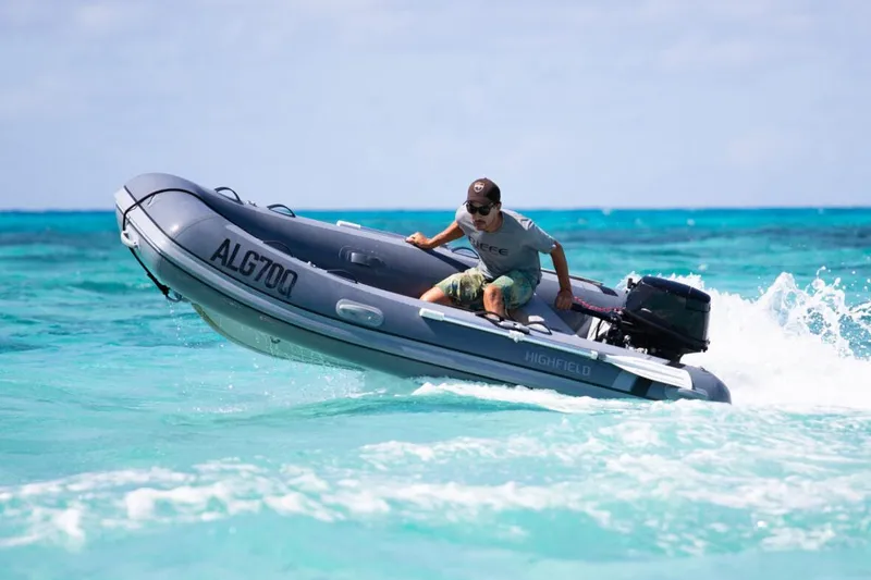 The Image of Manufacturer Provided Image: 2025 Highfield Classic 310 inflatable boat navigating turquoise waters. - 0