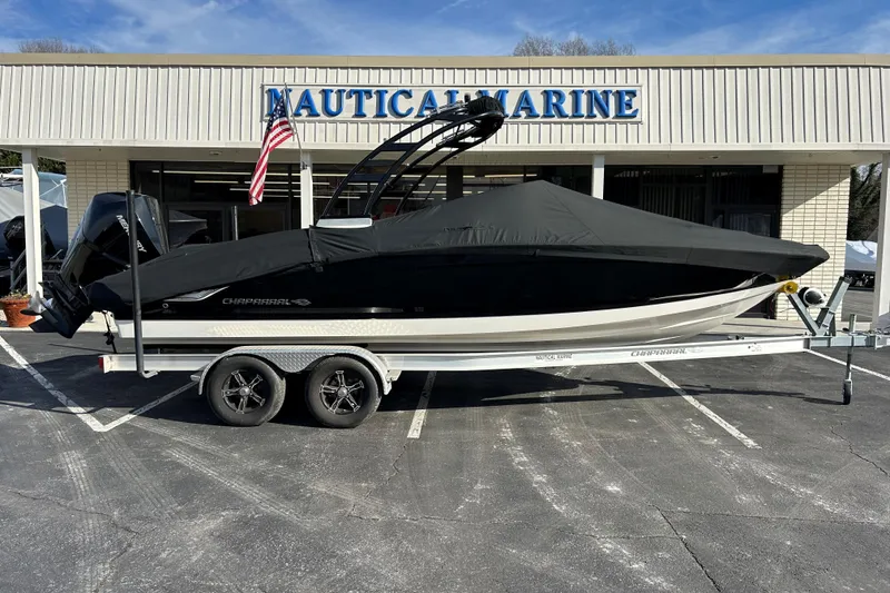 Slide: The Image of 2022 Chaparral 23 SSi OB boat on trailer at Nautical Marine dealership. - 6