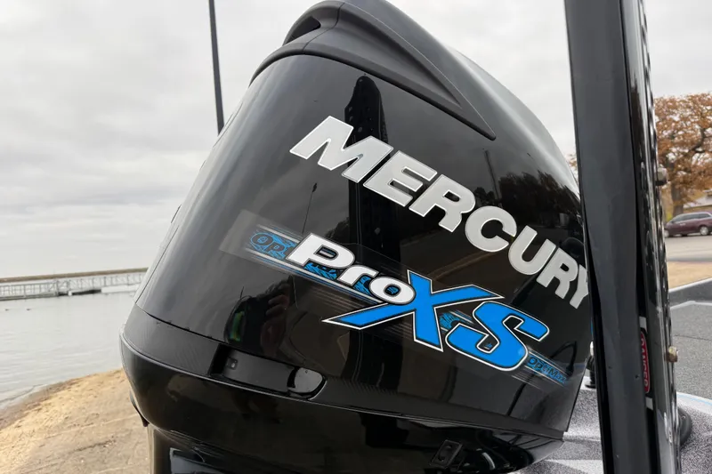 Slide: The Image of 2018 Blazer 625 Pro Elite boat propeller on a trailer, close-up view. - 14