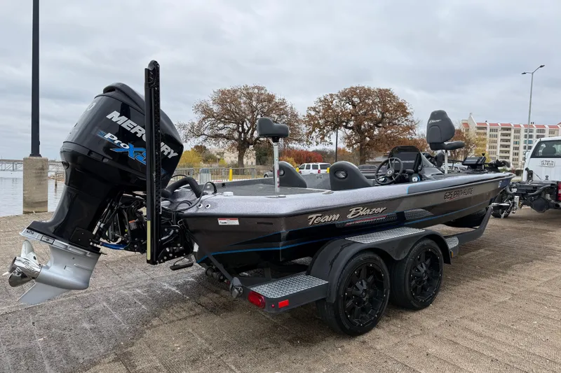 Slide: The Image of Shiny Mercury Marine propeller on 2018 Blazer 625 Pro Elite boat. - 15