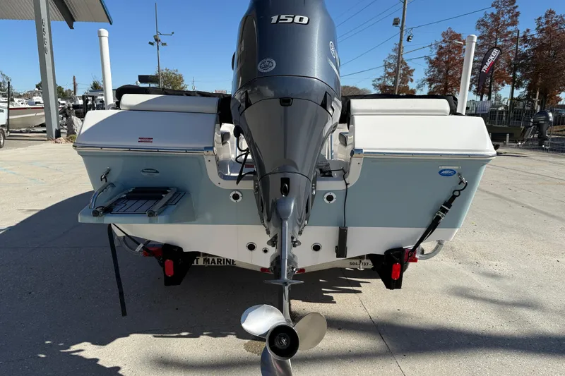 Slide: The Image of 2023 Tidewater 198 CC Adventure boat with Yamaha 150 engine, rear view. - 6