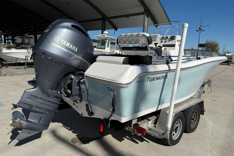 Slide: The Image of 2023 Tidewater 198 CC Adventure boat with Yamaha engine on a trailer. - 7