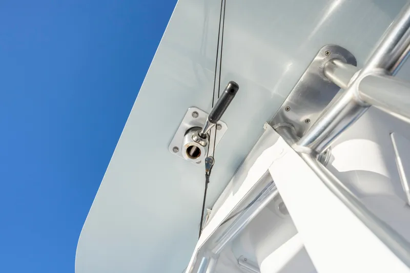 Slide: The Image of 2024 Onslow Bay 33 TE boat detail with blue sky background. - 35