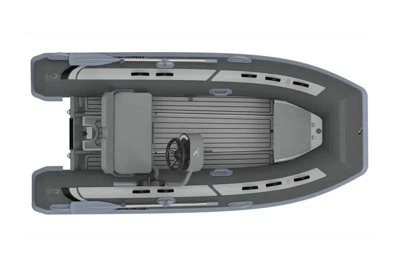 Slide: The Image of Manufacturer Provided Image: 2025 Highfield Classic 360 inflatable boat, top view, gray interior, modern design. - 4