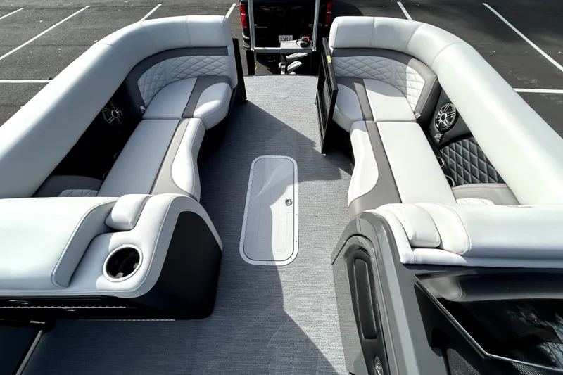 Slide: The Image of Interior of 2026 Godfrey Monaco 235 ULC with luxurious seating. - 8