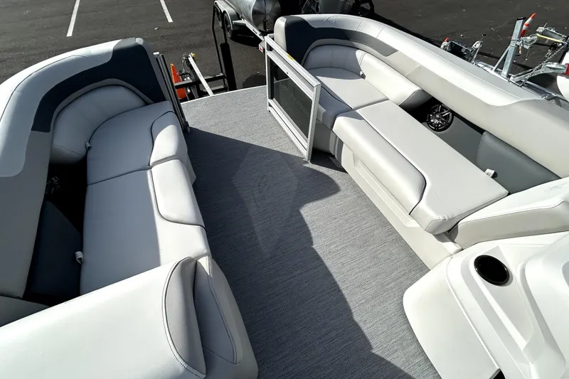Slide: The Image of Interior of 2026 Godfrey Sweetwater 2286 SFL pontoon boat with plush seating. - 10