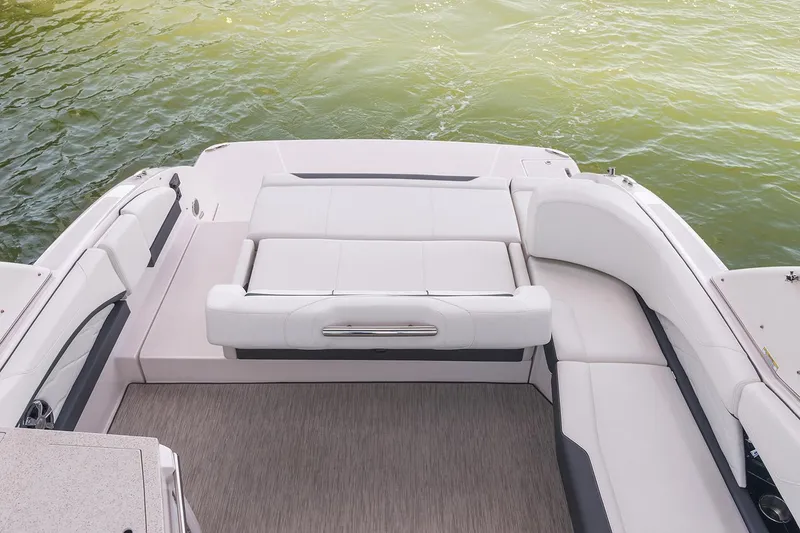 Slide: The Image of Manufacturer Provided Image: Top view of 2026 Regal 3300 boat layout, showcasing seating and deck design. - 13