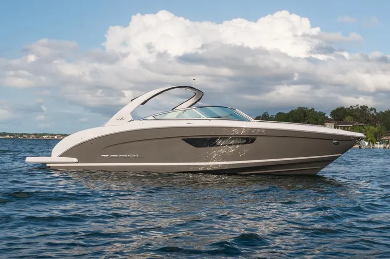 Slide: The Image of 2026 Regal 3300 boat interior with luxurious seating and modern amenities. - 4